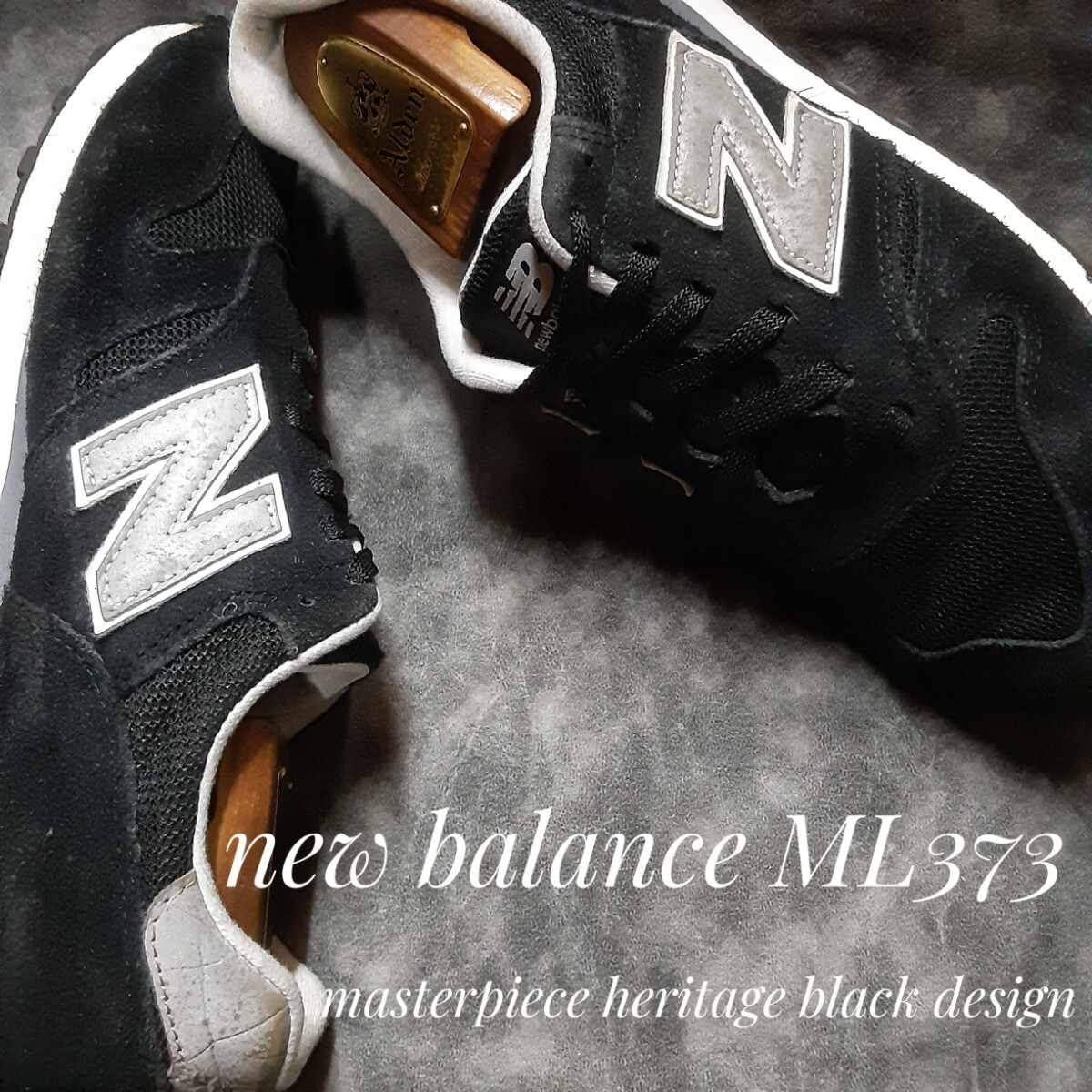 最値!生産終了!旧ヘビースウェードファブリック!名作ブラッククラシックカラー!ニューバランス ML373高級スニーカー!黒灰色白 希少25cm拍卖