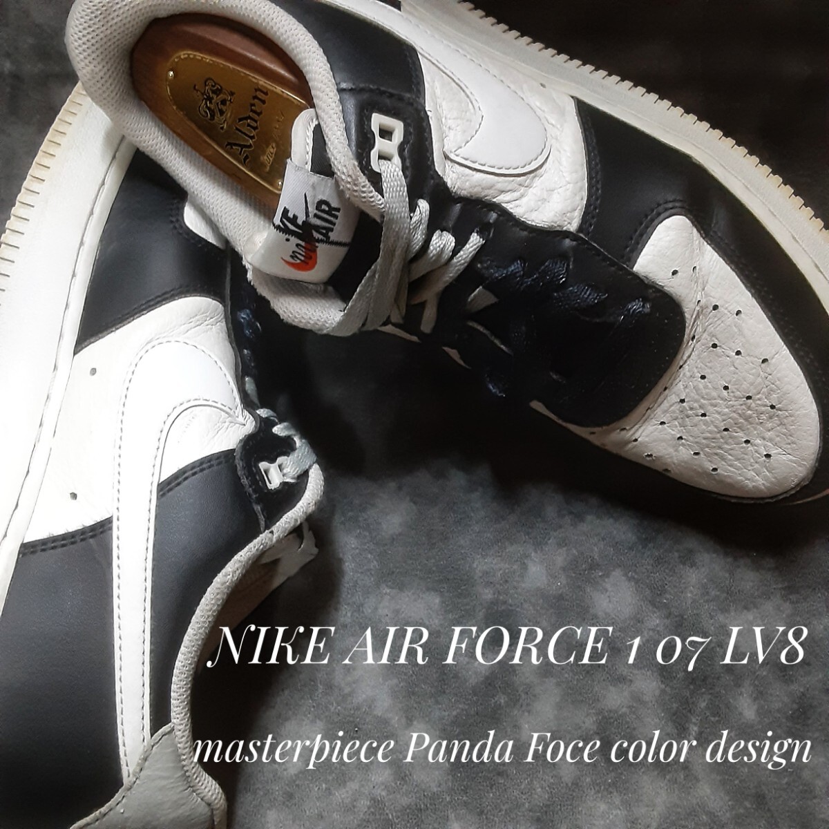最値!定16500円!限定カウレザーリミテッドエディション!ナイキ エアフォース 1 07 LV8高級スニーカー!パンダフォース!ホワイ白黒 希少25cm拍卖