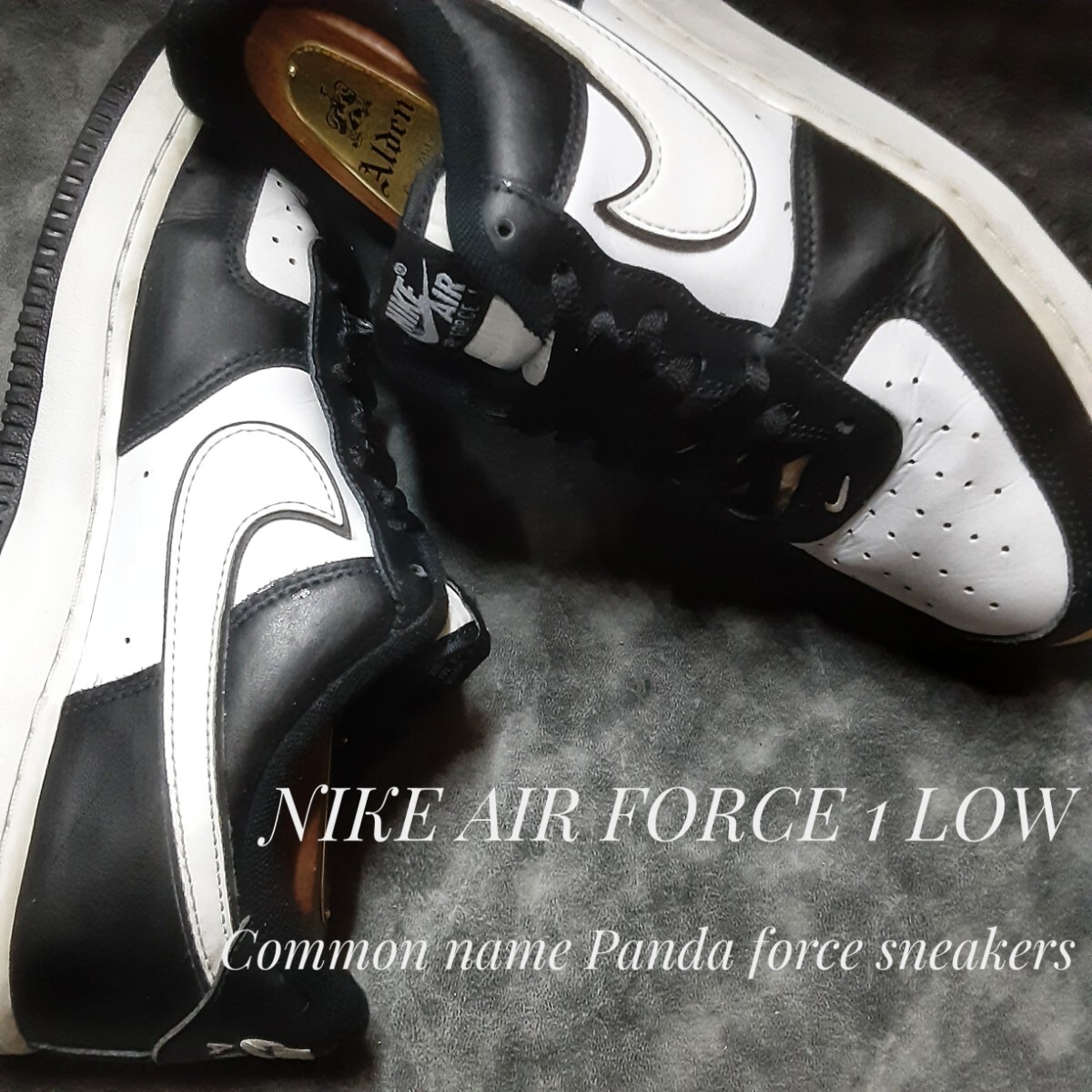 最値!完売22年製!通称パンダフォース!レジェンドロー!ナイキ エアフォース 1 レザー スニーカー!ブラック×ホワイト!黒白 希少ビッグ28.5拍卖