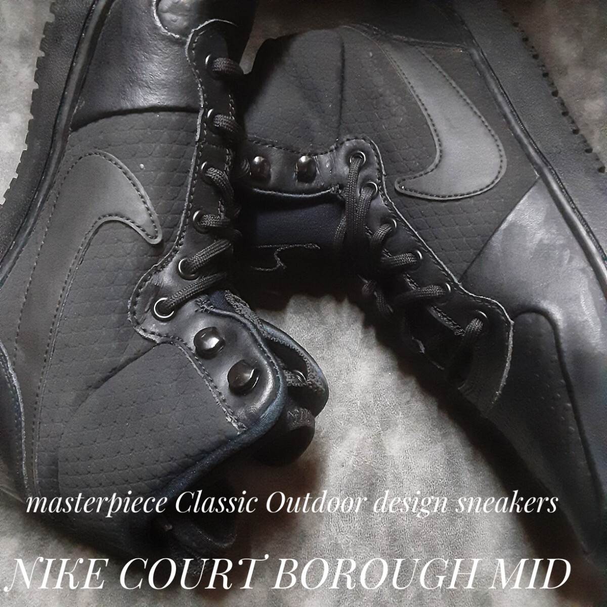 最値!希少19年製!ブラックアウト!防水シェルキャップ!アウトドアデザイン!ナイキ コートバーロウ ミッド ウィンター高級スニーカー!黒 28cm拍卖