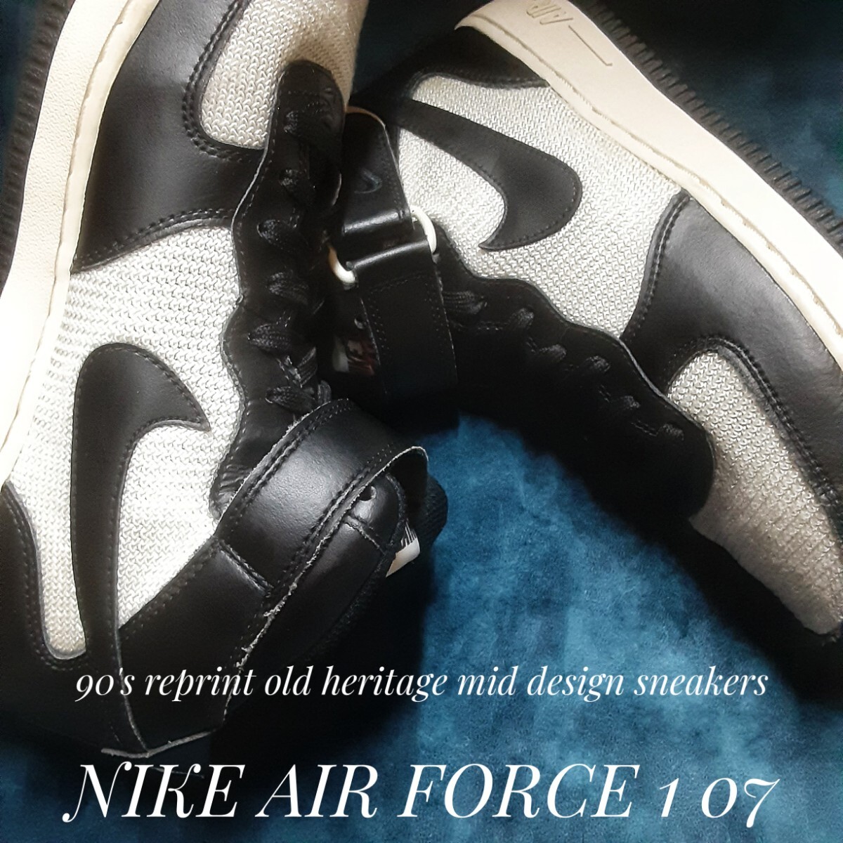 最値!完売16年!90's復刻!オレンジスウォッシュ!ヘリテージミッド!ナイキ エアフォース 1 07 スニーカー!パンダカラー!ブラック!黒白 25.5拍卖