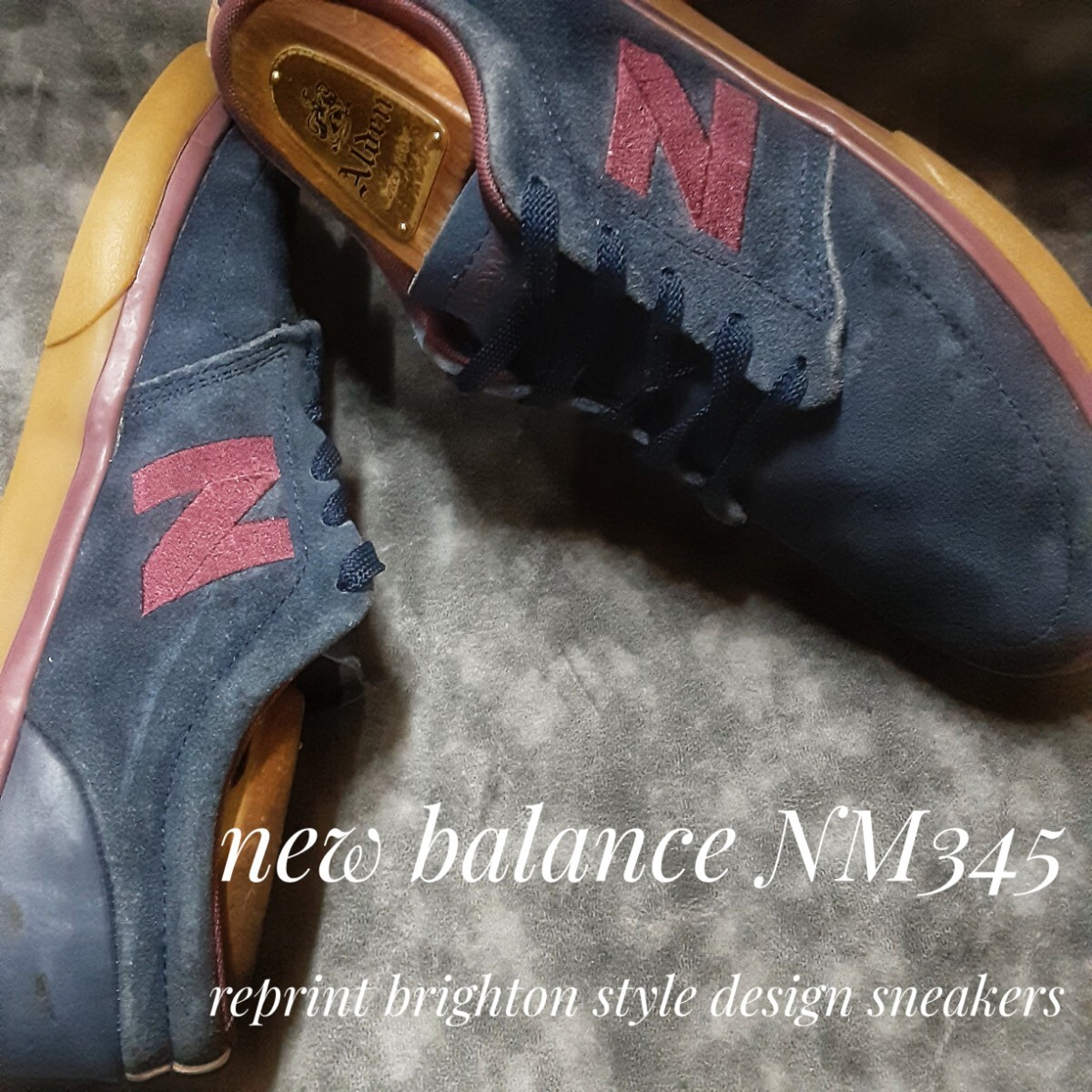 最値!復刻ブライトンシリーズ!ヘビーヌバックレザー!ニューバランス ヌメリック 345高級スニーカー!ミッドナイトネイビー!紺色赤 26.5cm拍卖