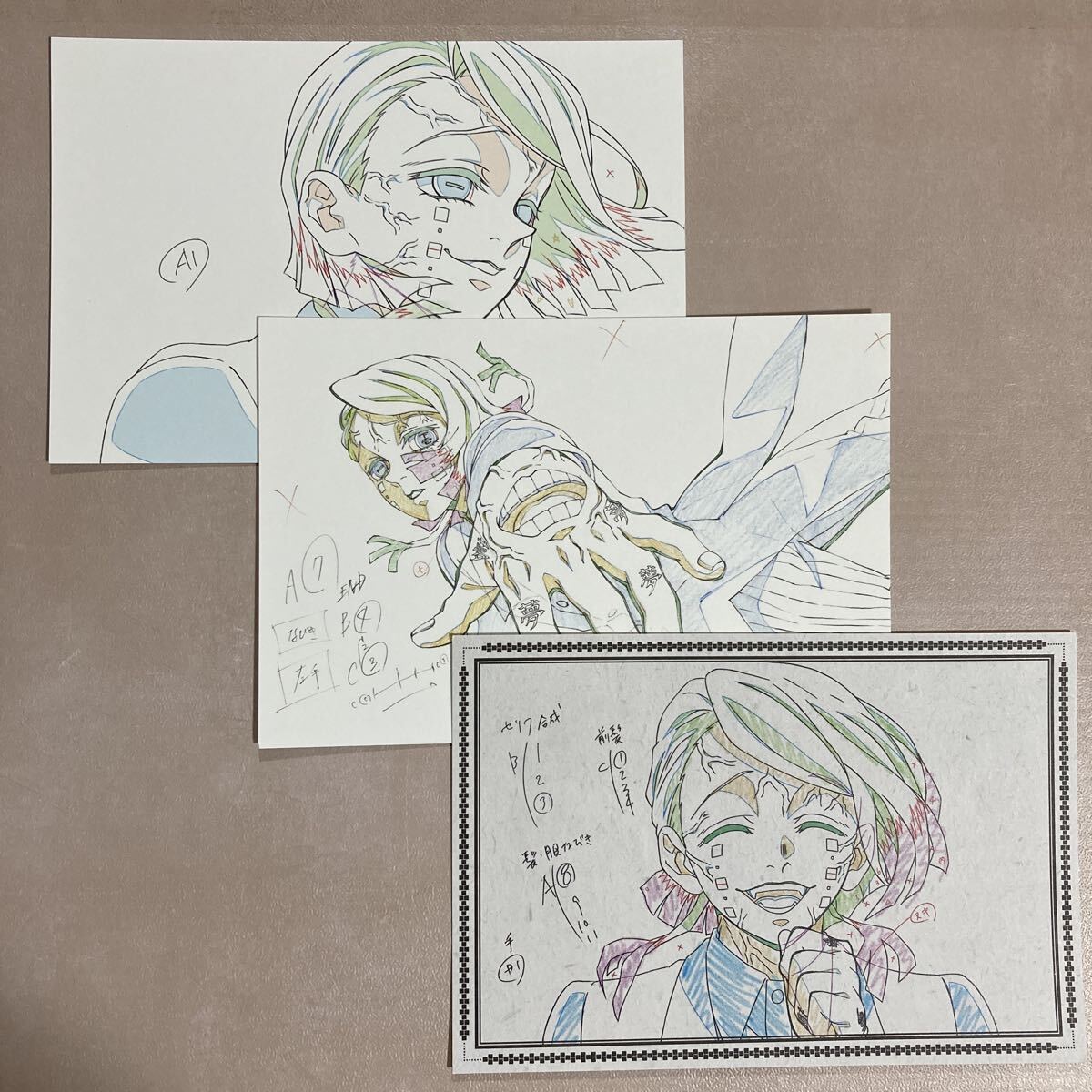 n5926 劇場版 『鬼滅の刃』原画ポストカード 無限列車編「魘夢(えんむ)」3枚セット 未使用拍卖