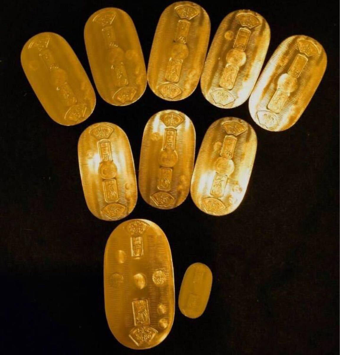 (10枚セット)佐渡小判 元文 慶長 天保 万延 元禄 文政 宝永 安政 小判 天保五両判 10枚組 刻印 古銭 アンティーク 拍卖