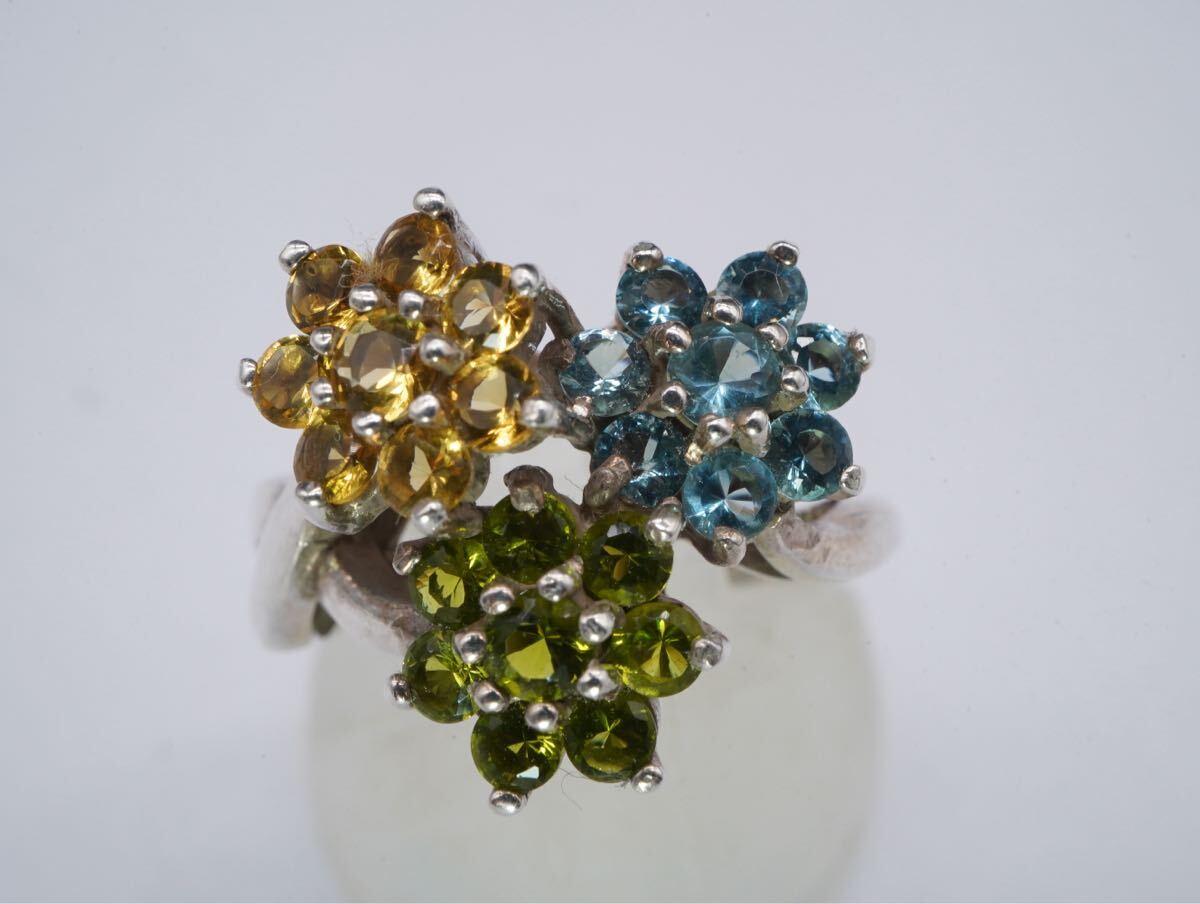 【382】11号 MRF? カラーガラス SILVER シルバー 925 リング 指輪 アクセサリー TIA拍卖