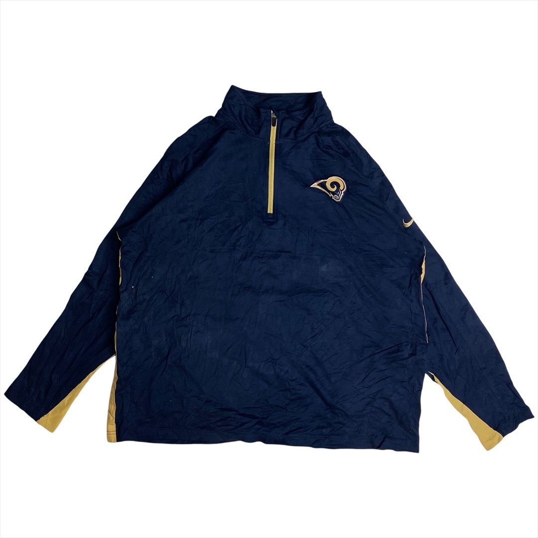 Vintage NIKE ナイキ NFL ロサンゼルス ラムズ ロゴ ハーフジップ スウェット トレーナー メンズ XL ネイビー 古着 スエット ヴィンテージ拍卖