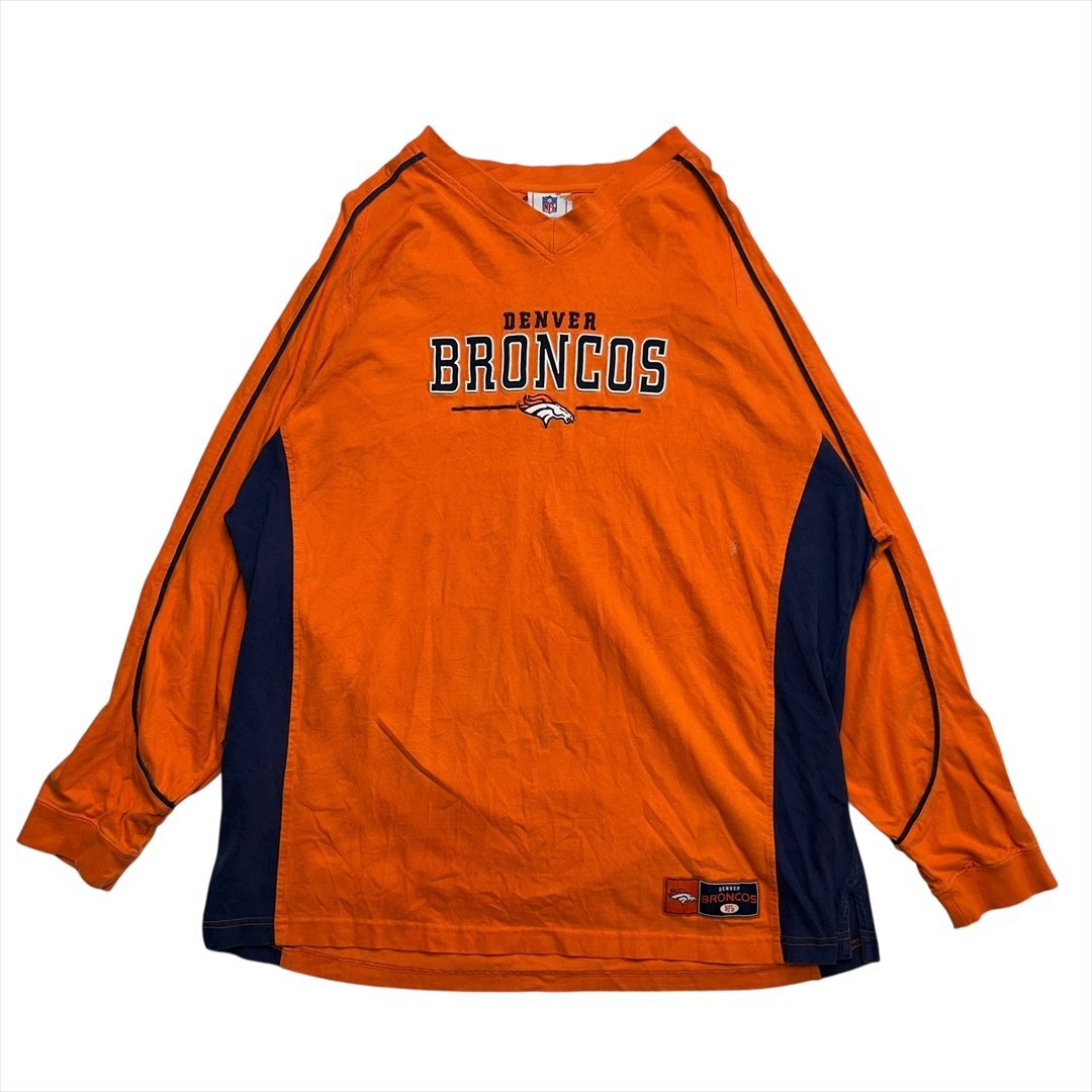 Vintage NFL デンバーブロンコス ロング Tシャツ 長袖 メンズ FREE オレンジ 古着 Vネック ビンテージ ヴィンテージ拍卖