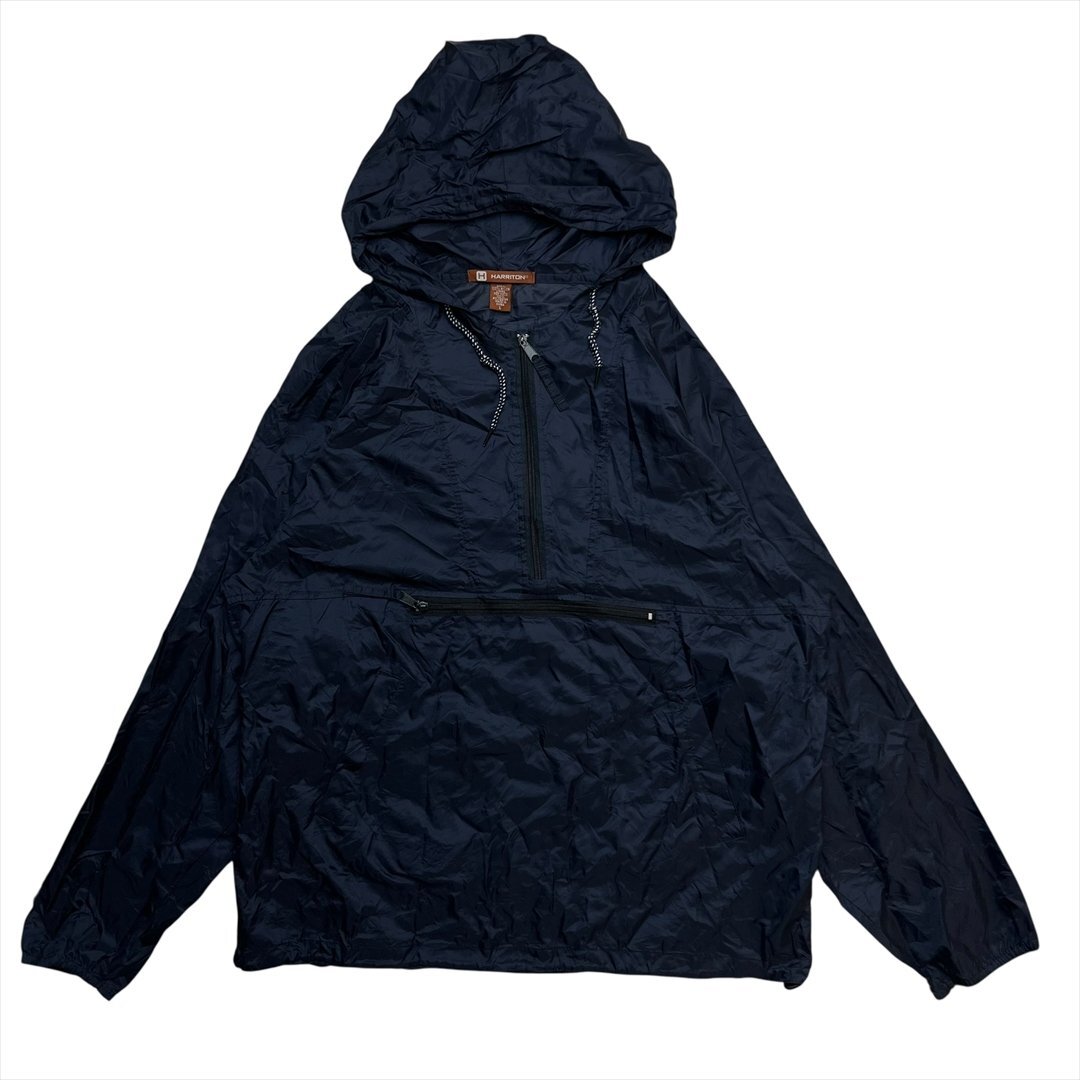 Vintage HARRITON ハーフジップ ナイロン アノラック パーカー メンズ L ネイビー 古着 ウィンド ウインド ブレーカー ヴィンテージ拍卖