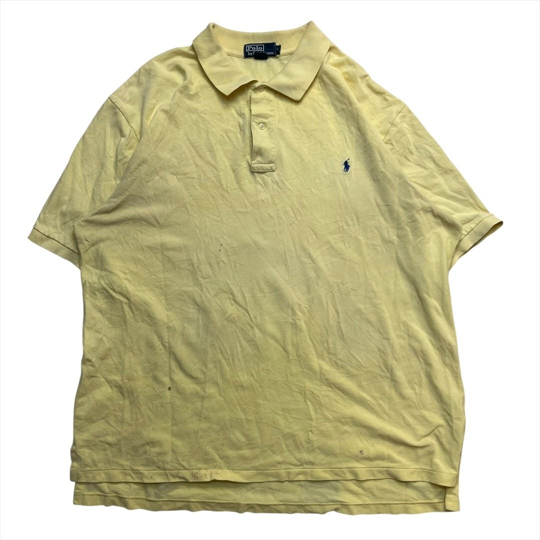 Vintage 90s- POLO Ralph Lauren ポロ ラルフローレン ワンポイント刺繍ロゴ 半袖 ポロシャツ メンズ XXL イエロー 古着 ヴィンテージ拍卖