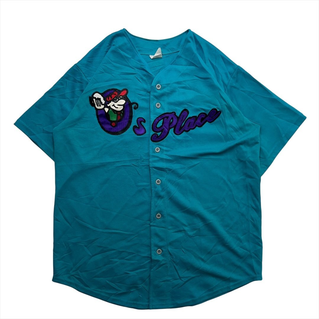 Vintage TEAM WORK O's Place ロゴ ベースボール ゲーム シャツ ジャージ メンズ XL ブルー 古着 USA製 ビンテージ ヴィンテージ拍卖