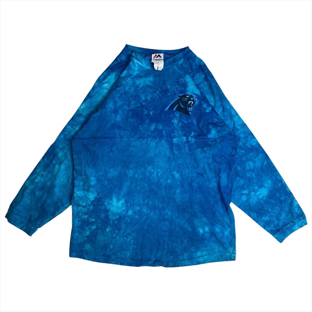Vintage Majestic NHL カロライナ パンサーズ ロゴ タイダイ柄 ロング Tシャツ 長袖 メンズ M ブルー 古着 ロンT ビンテージ ヴィンテージ拍卖