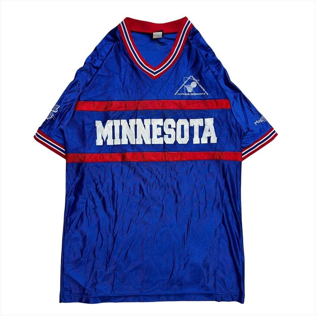 Vintage The Campbell Group MINNESOTA ロゴ ゲーム シャツ ジャージ メンズ L ブルー 古着 USA製 ユニフォーム ビンテージ ヴィンテージ拍卖