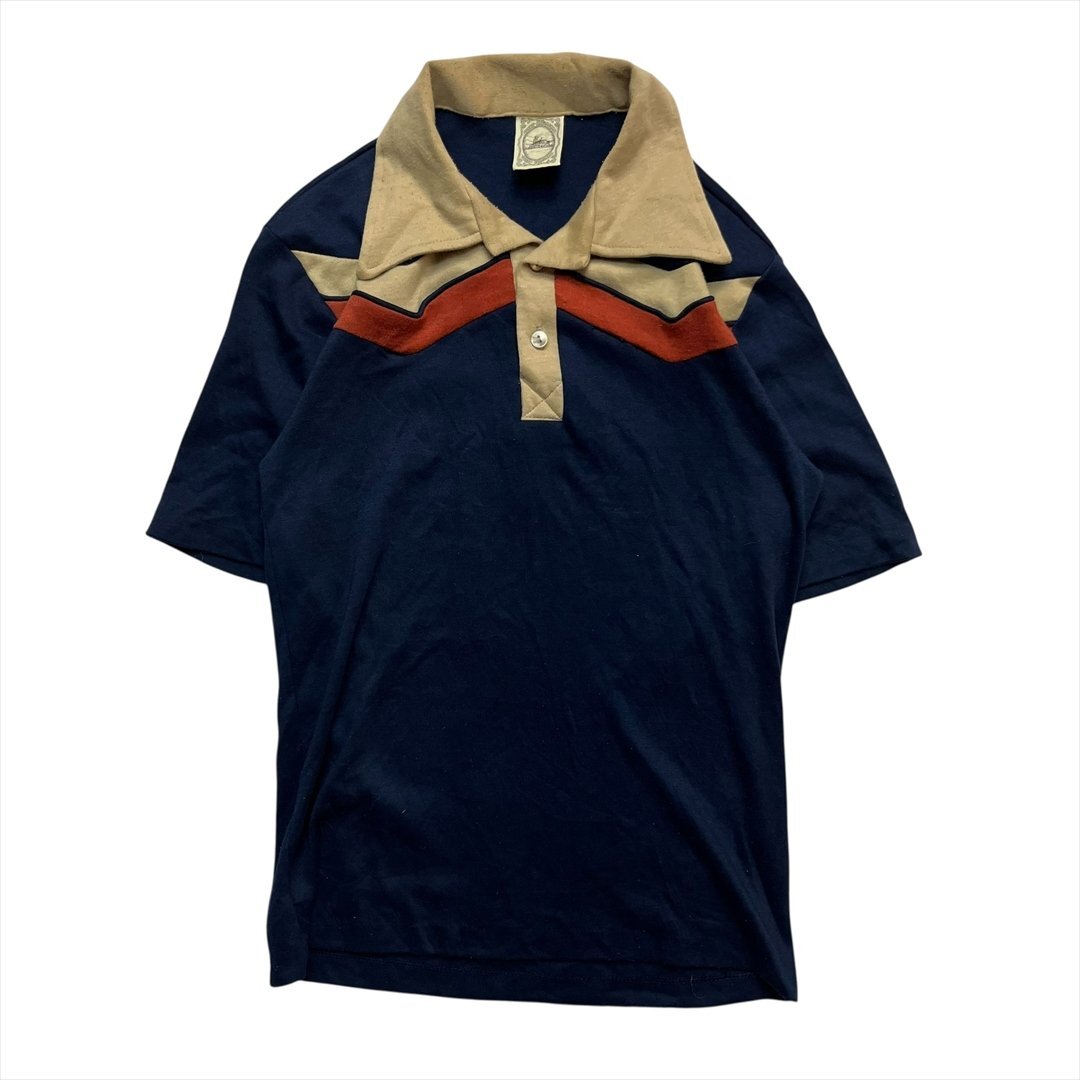 Vintage 80s The Great American 半袖 ポロシャツ メンズ FREE ネイビー 古着 ビンテージ ヴィンテージ拍卖