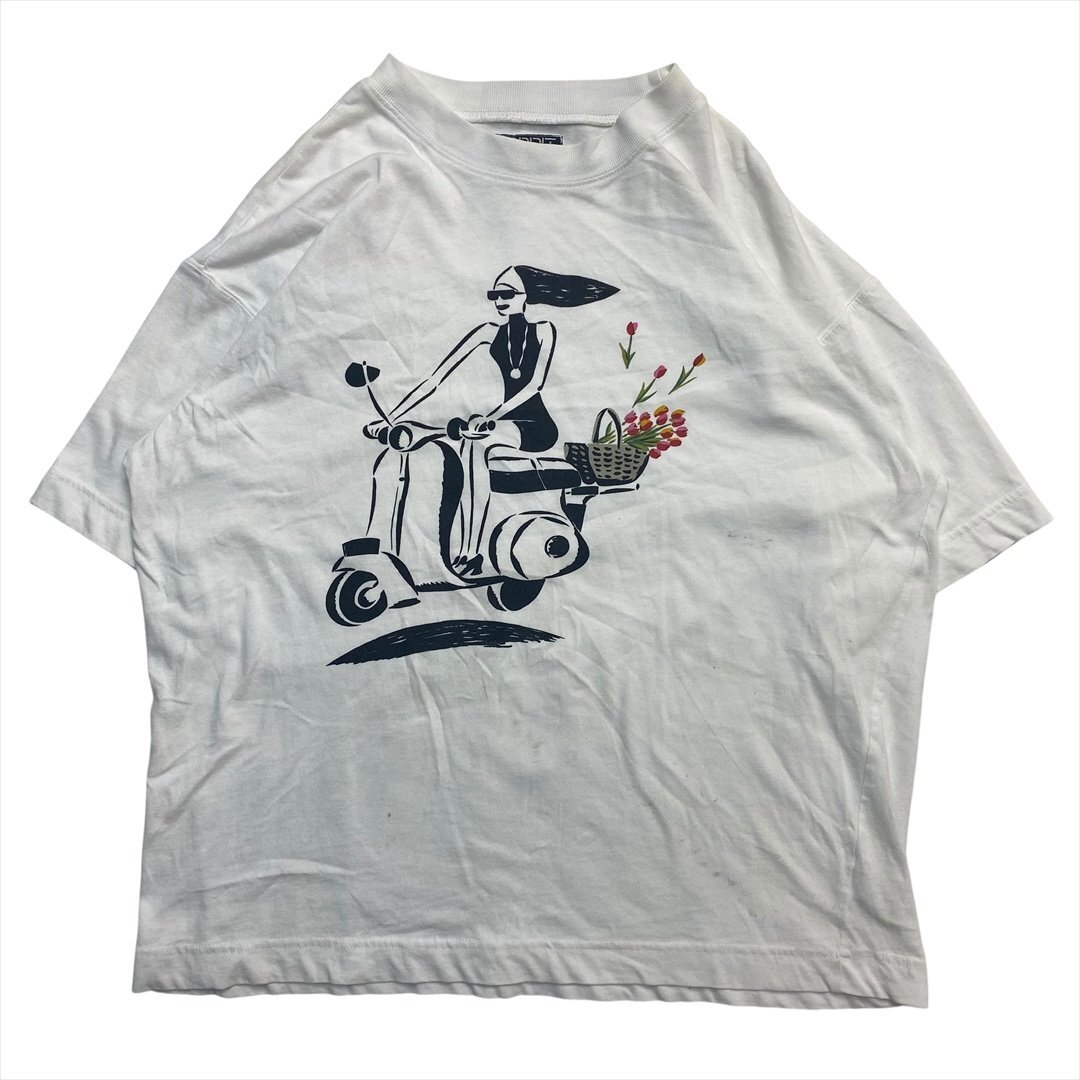 Vintage ESPRIT ペスパ×シスター×チューリップ プリント Tシャツ 半袖 メンズ M ホワイト 古着 ビンテージ ヴィンテージ拍卖