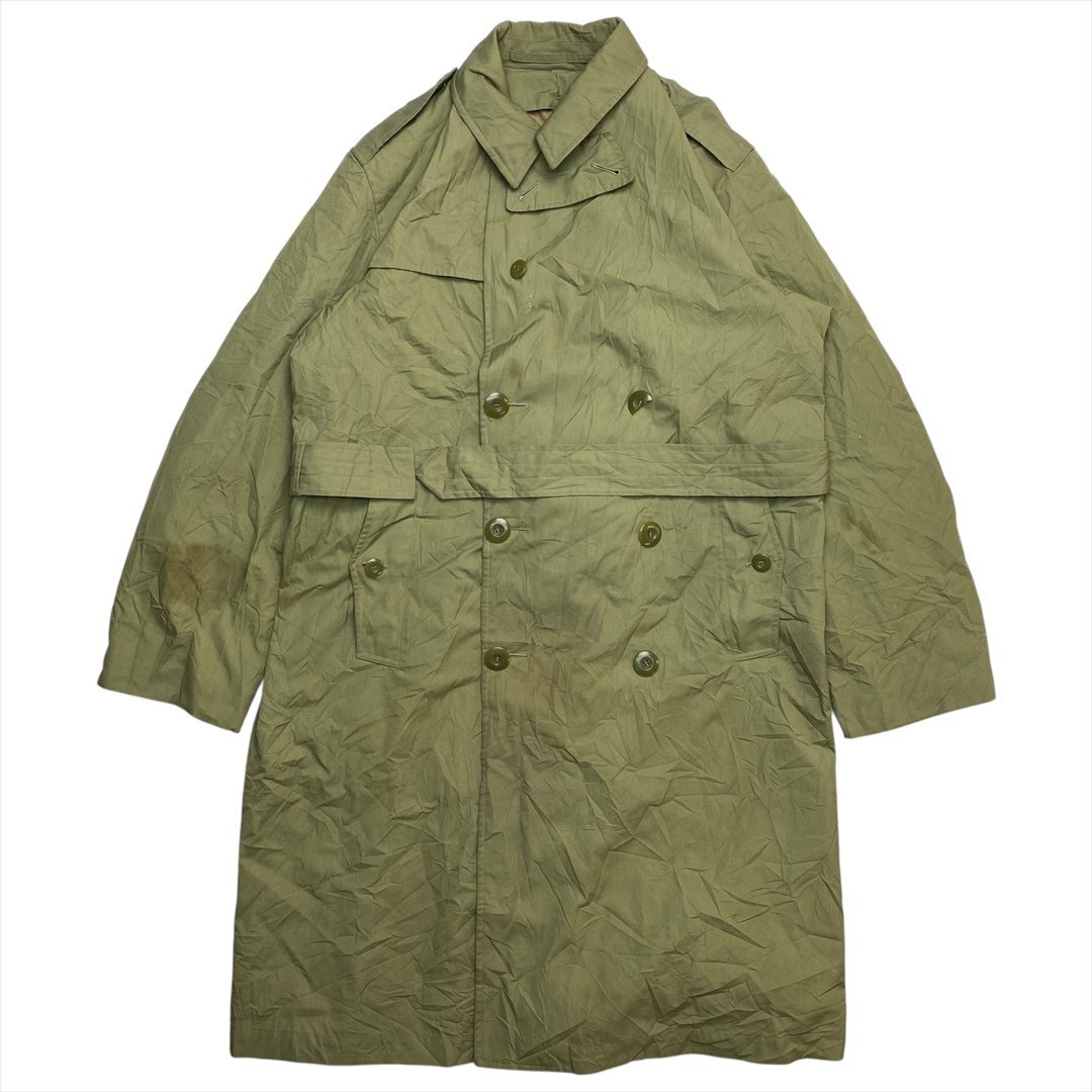OLD Vintage Military ミリタリー フランス軍 オフィサー トレンチ コート メンズ FREE カーキ 古着 サイズ88 ユーロ ヴィンテージ拍卖