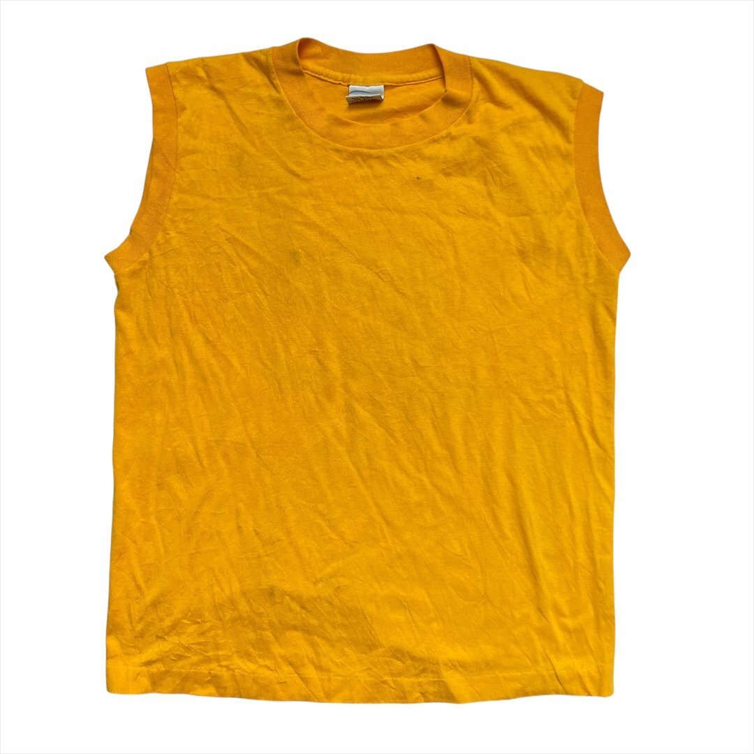 Vintage Islander ブランク 無地 ノースリーブ タンクトップ メンズ M イエロー 古着 USA製 ソリッド ビンテージ ヴィンテージ拍卖