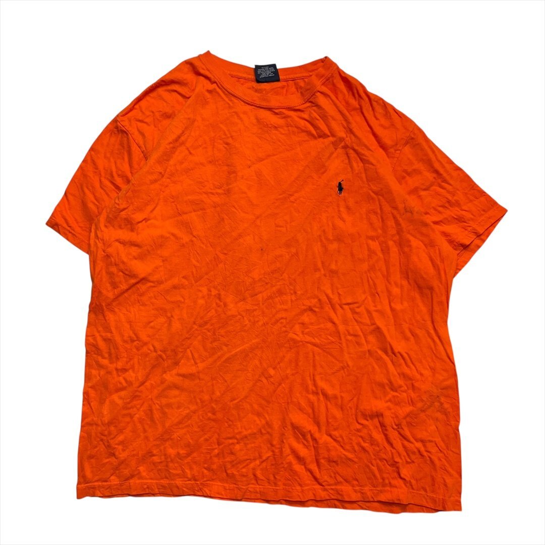 Vintage POLO Ralph Lauren ポロ ラルフローレン ワンポイント刺繍ロゴ Tシャツ 半袖 メンズ L オレンジ 古着 ビンテージ ヴィンテージ拍卖
