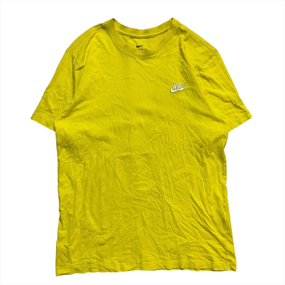 Vintage NIKE ナイキ ワンポイント 刺繍 ロゴ Tシャツ 半袖 メンズ M イエロー 古着 ビンテージ ヴィンテージ拍卖