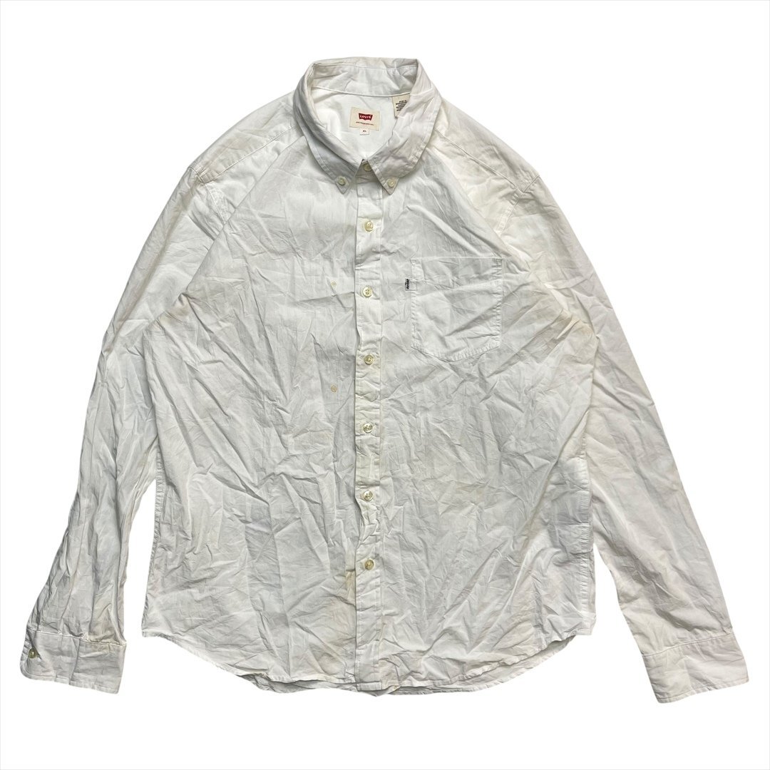 Vintage LEVIS リーバイス ブランク 無地 ボタンダウン シャツ 長袖 メンズ XL ホワイト 古着 BD ソリッド ビンテージ ヴィンテージ拍卖