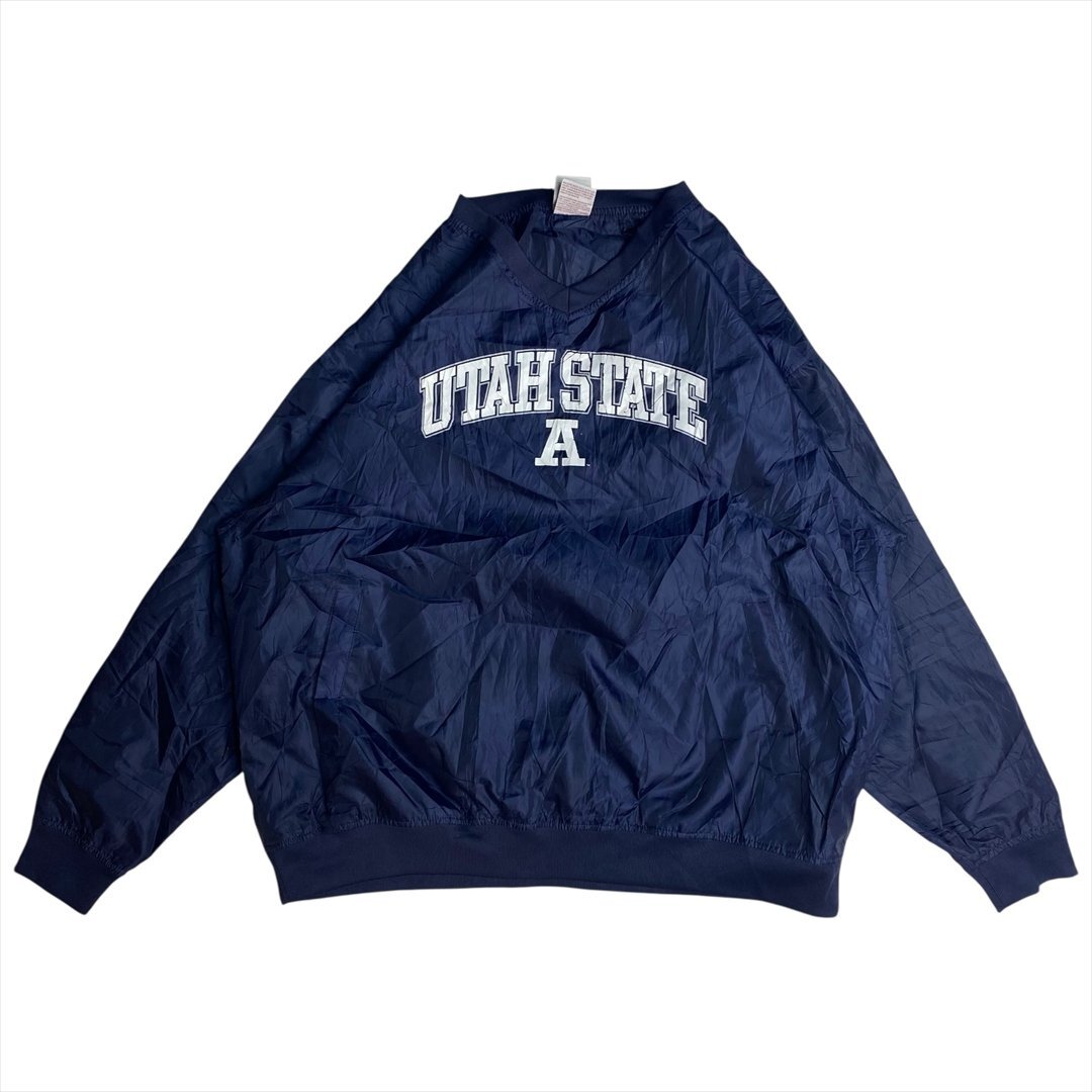 Vintage RED OAK NCAA ユタステート アギーズ ロゴ プルオーバー トップス メンズ XL ネイビー 古着 Vネック ピステ カレッジ ヴィンテージ拍卖
