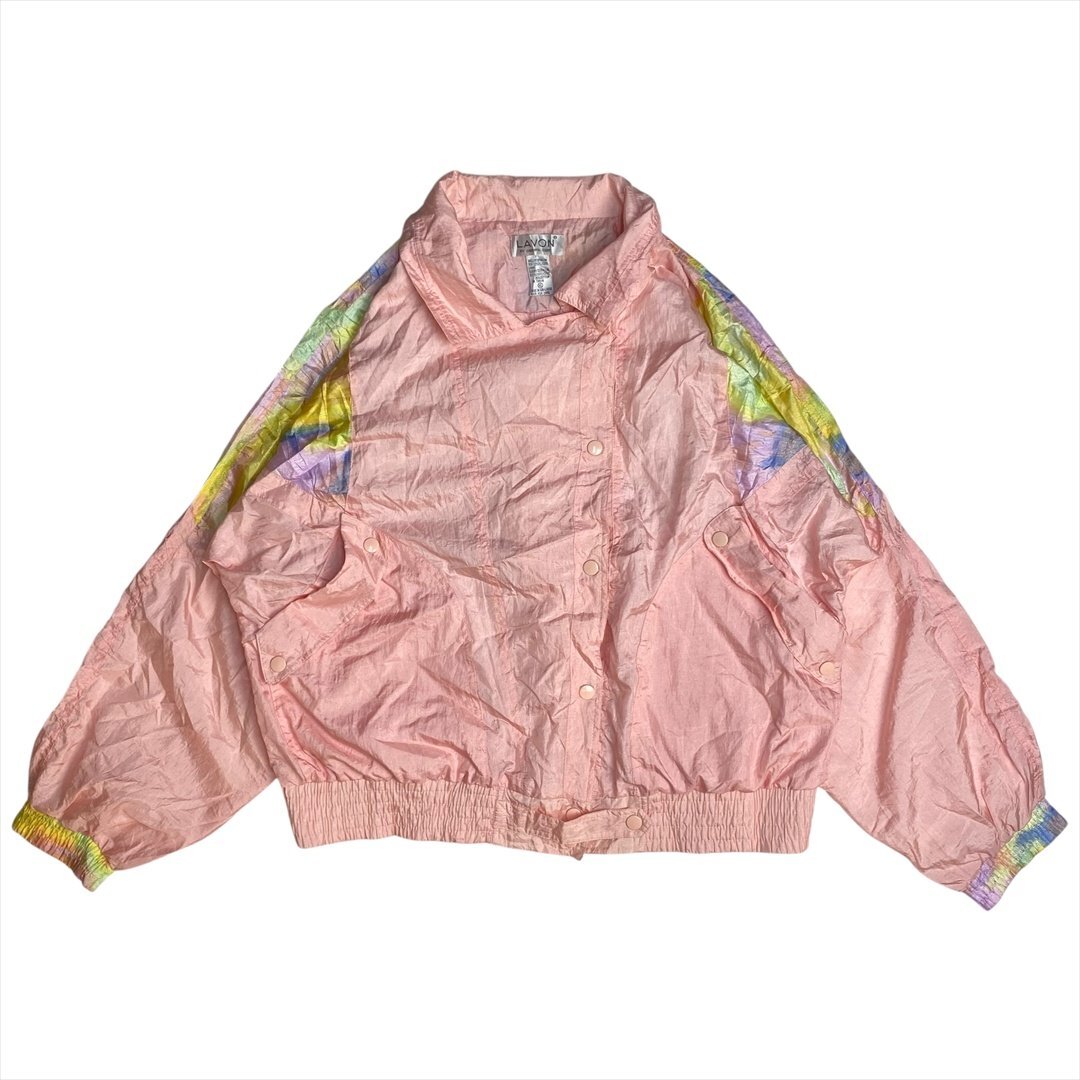 Vintage LAVON ナイロン ジャケット レディース XL ピンク 古着 ジップアップ フルジップ ビンテージ ヴィンテージ拍卖