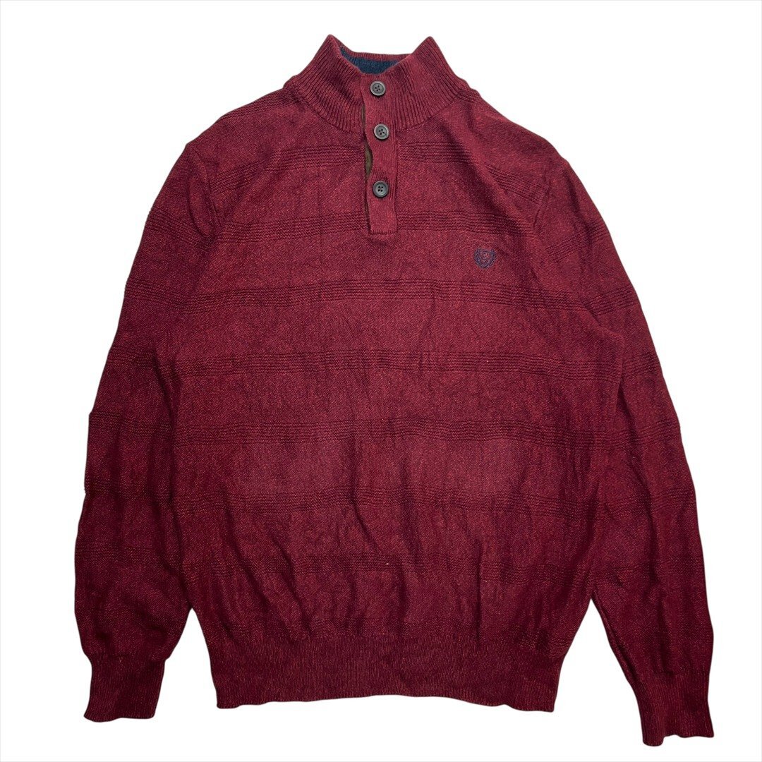Vintage CHAPS Ralph Lauren チャップス ラルフローレン ハーフボタン ニット セーター メンズ M ワインレッド 古着 ヴィンテージ拍卖