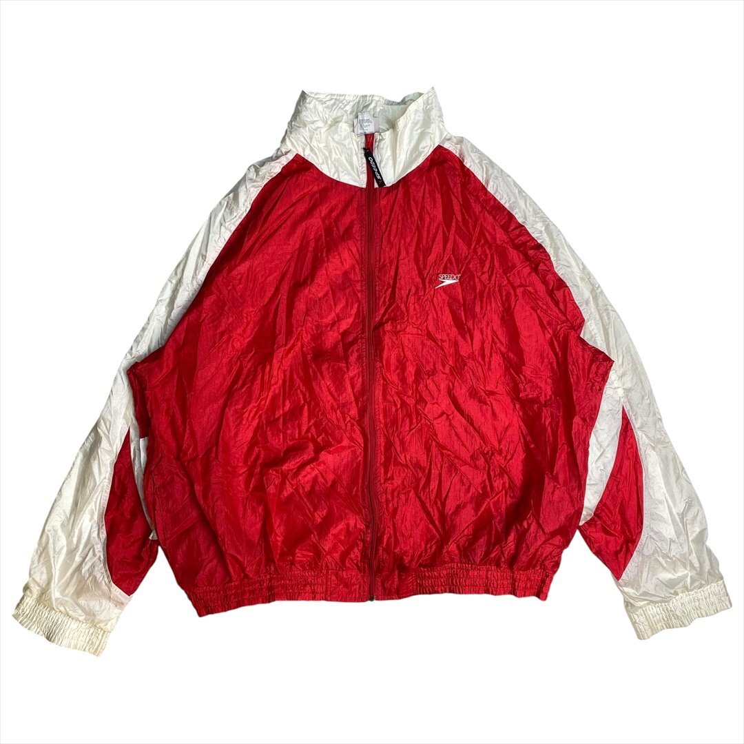 Vintage Speedo スピード ジップアップ ジャケット メンズ XXL レッド 古着 ウィンド ウインド ブレーカー ビンテージ ヴィンテージ拍卖