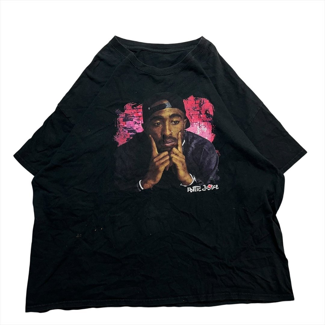Vintage ポエティック・ジャスティス 2PAC 2パック Tシャツ 半袖 メンズ FREE ブラック 古着 ビンテージ ヴィンテージ拍卖