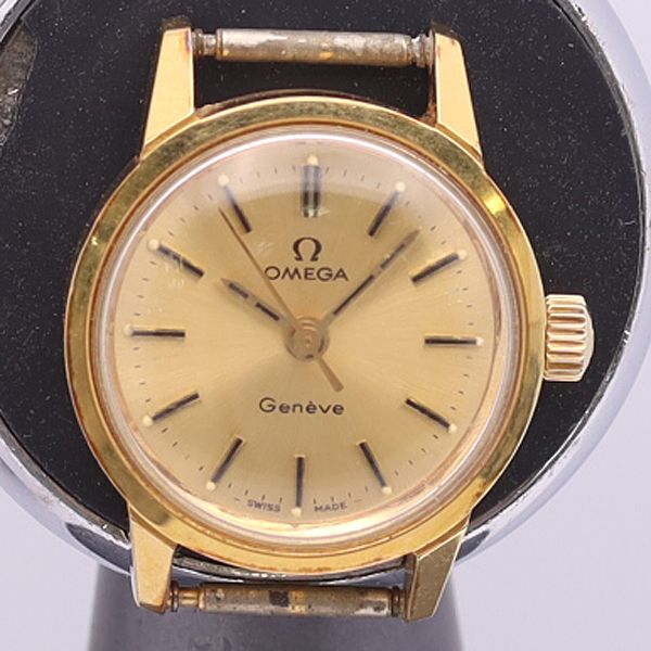 デッドストック級 稼働 良品 オメガ 手巻き ジュネーブ ラウンド ゴールド文字盤 トップのみ レディース腕時計 1111ABC0550100 YSD拍卖