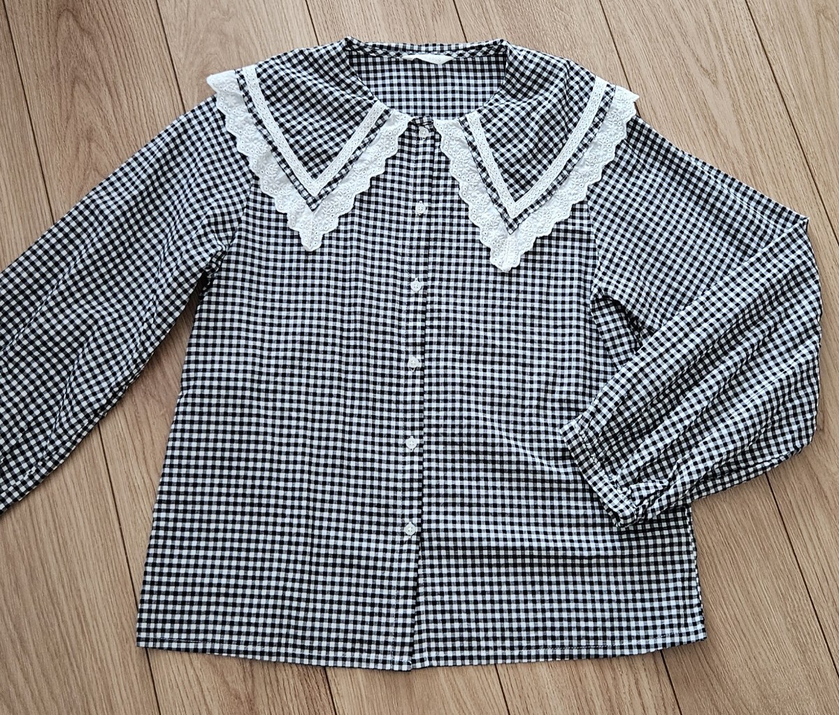 ♪サマンサモスモスエヘカソポ♪黒チェックレース襟ブラウス♪拍卖