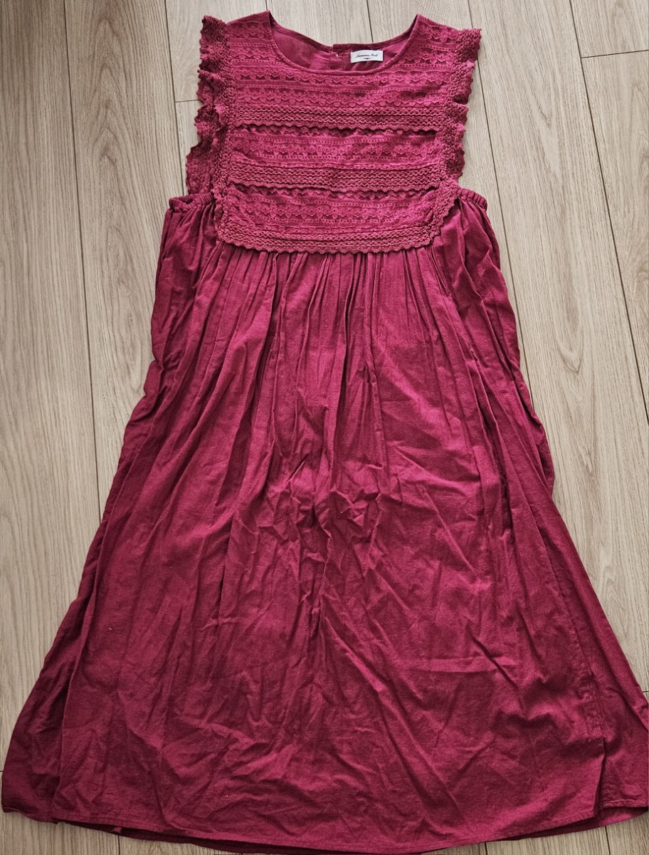 ♪サマンサモスモス♪ワンピース♪赤♪レース♪ジャンパースカート♪拍卖