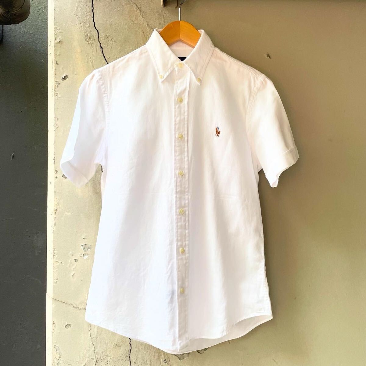 RALPH LAUREN ラルフローレン 半袖 ホワイト ボタンダウン シャツ 白 RALPH LAUREN Ralph Lauren CHAMBRAY OXFORD メンズ XS拍卖