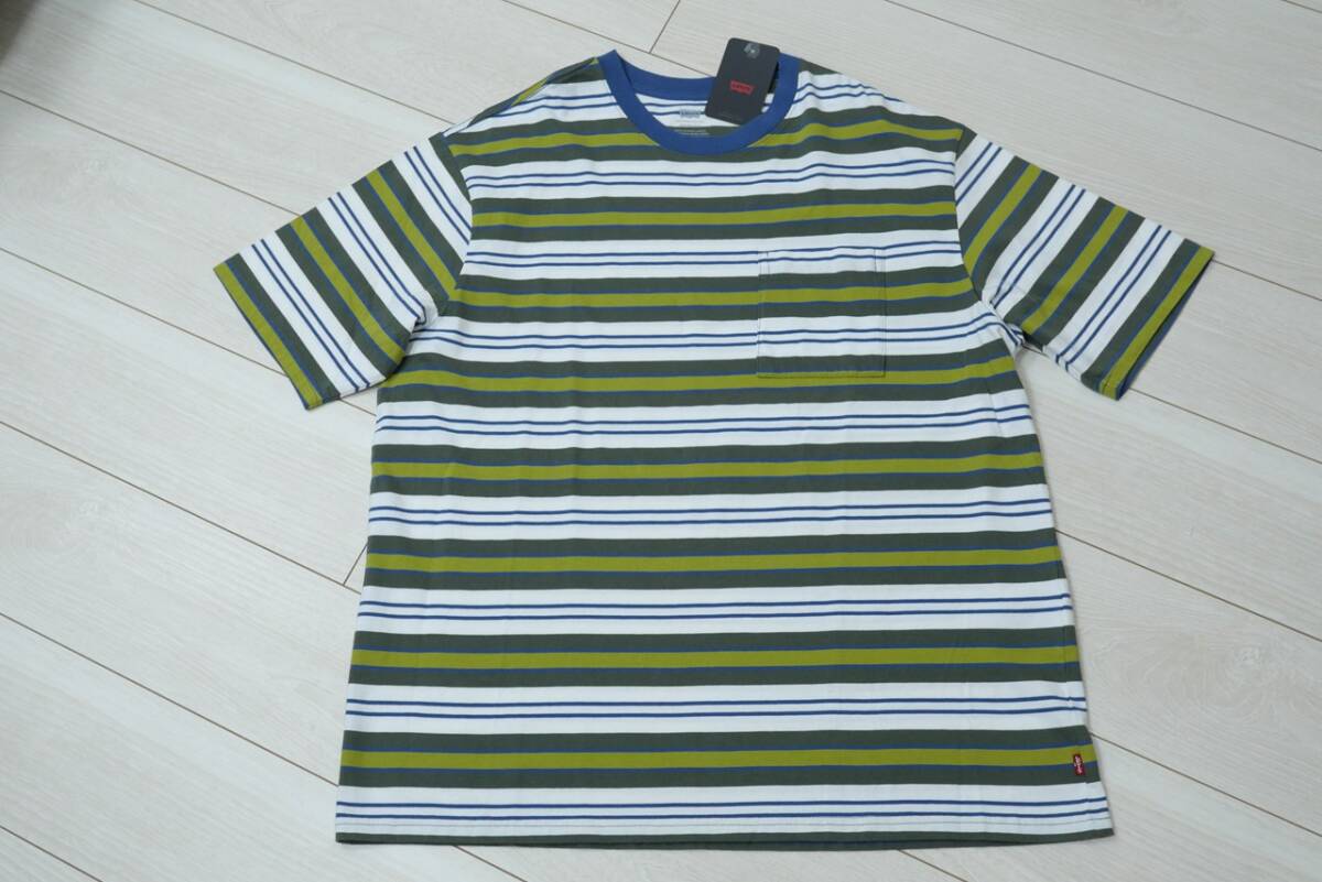 新品リーバイスA4890-0001 JP Lサイズ/US Mサイズ ステイルーズ ポケット 半袖Tシャツ マルチボーダー STAY LOOSE拍卖