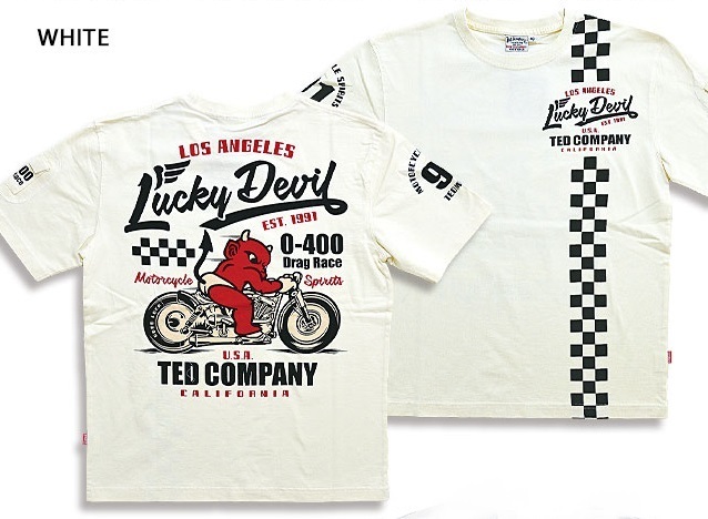 MOTORCYCLE半袖Tシャツ◆TEDMAN/テッドマン ホワイトXXLサイズ(サイズ46)TDSS-542 エフ商会 アメカジ 赤鬼 efu バイク拍卖