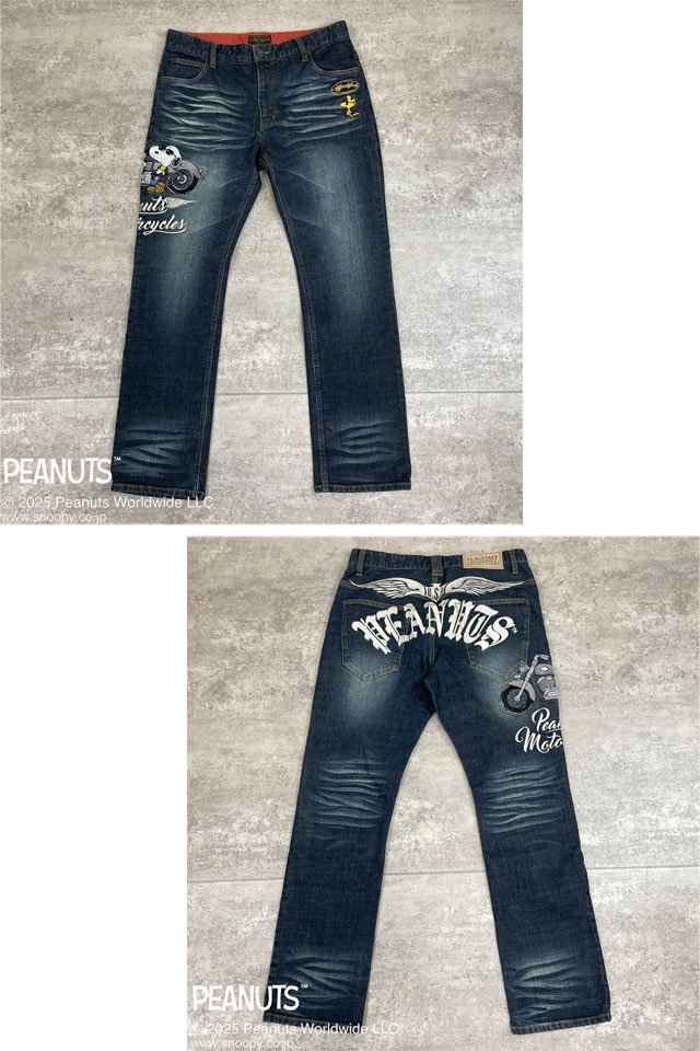 SNOOPYコラボ 刺繍デニムパンツ◆Flagstaff ネイビー 30inch 30インチ 453100 フラッグスタッフ ジーンズ スヌーピー ピーナッツ拍卖
