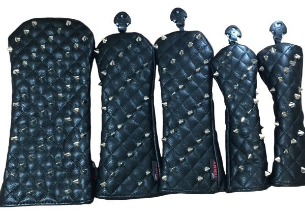 ☆未使用品☆スタッズ付き ヘッドカバー 5個セットブラック拍卖