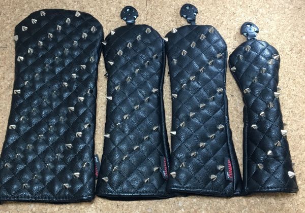 ☆未使用品☆スタッズ付き ヘッドカバー 4個セットブラックDR1FW2UT1拍卖