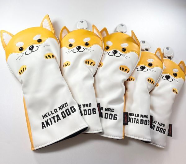♪秋田犬♪ ヘッドカバー5個セット DR用1FW用2UT用2 イエロー拍卖