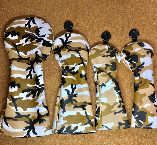 【未使用】 ヘッドカバー4個セット 迷彩ブラウン ウッドカバーセット拍卖