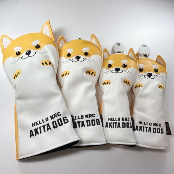 ♪秋田犬♪ ヘッドカバー4個セット DR用1FW用1UT用2 イエロー拍卖