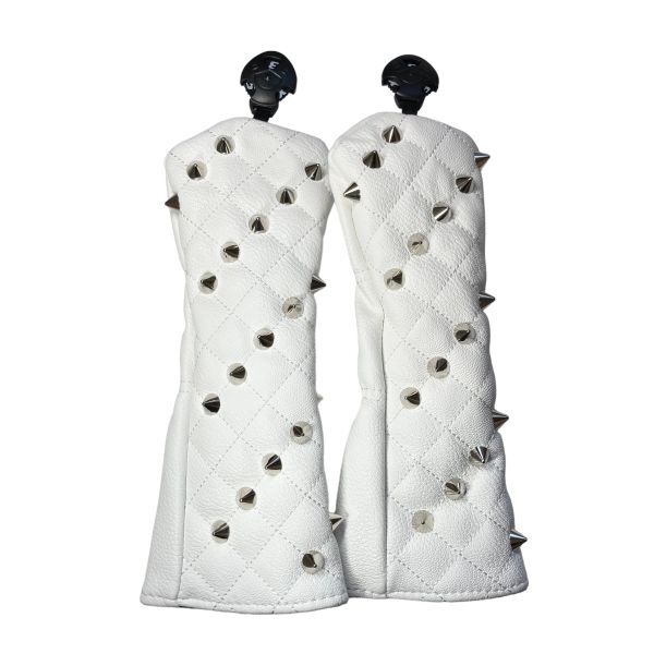 リベット付き ゴルフヘッドカバー ユーティリティ用2個セットホワイト拍卖