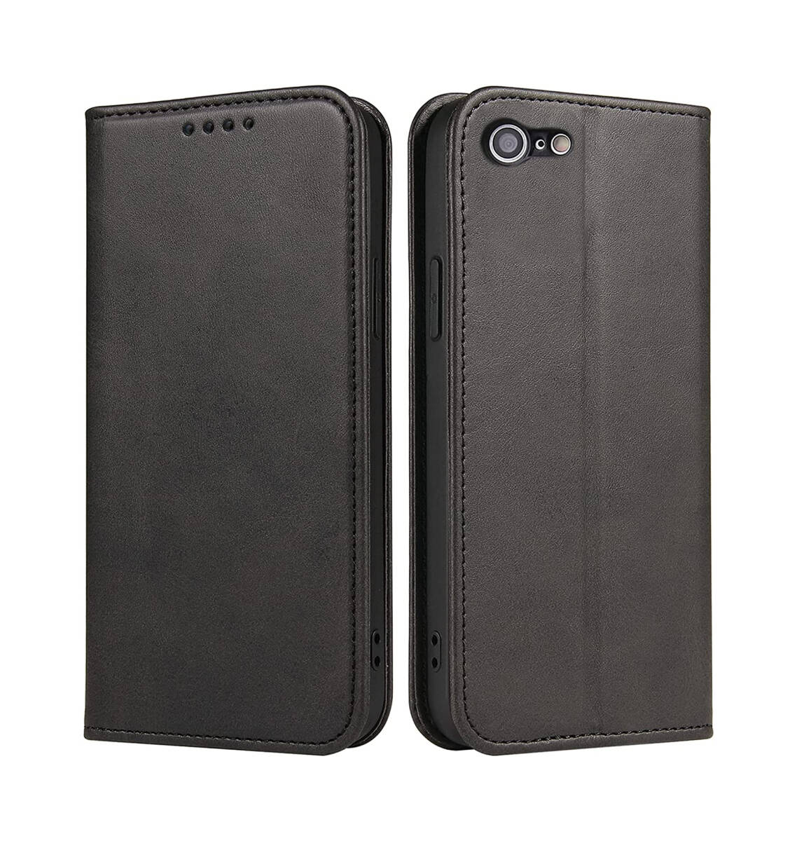 iPhoneSE第2世代 第3世代/iphone8/iphone7ケース 手帳型 PUレザー カード収納ケース マグネット式 スタンド機能アイフォン ブラック ay412拍卖