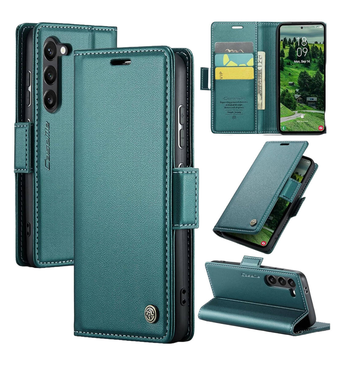 Nubia S 5G A403ZT 手帳型 フェイクレザー サイドマグネット式 カード収納 スタンド機能 耐摩擦 全面保護 ターコイズ ay187拍卖