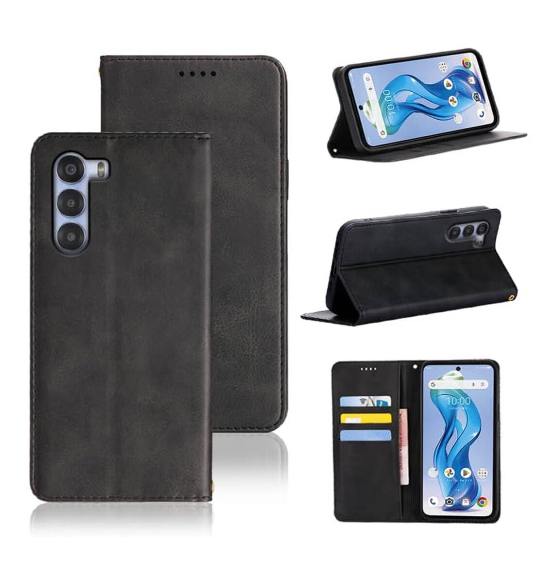 nubia S 5G ケース 手帳型 カード収納 マグネット TPUシリコンベース フルプロテクション フェイクレザー ブラック ay253拍卖