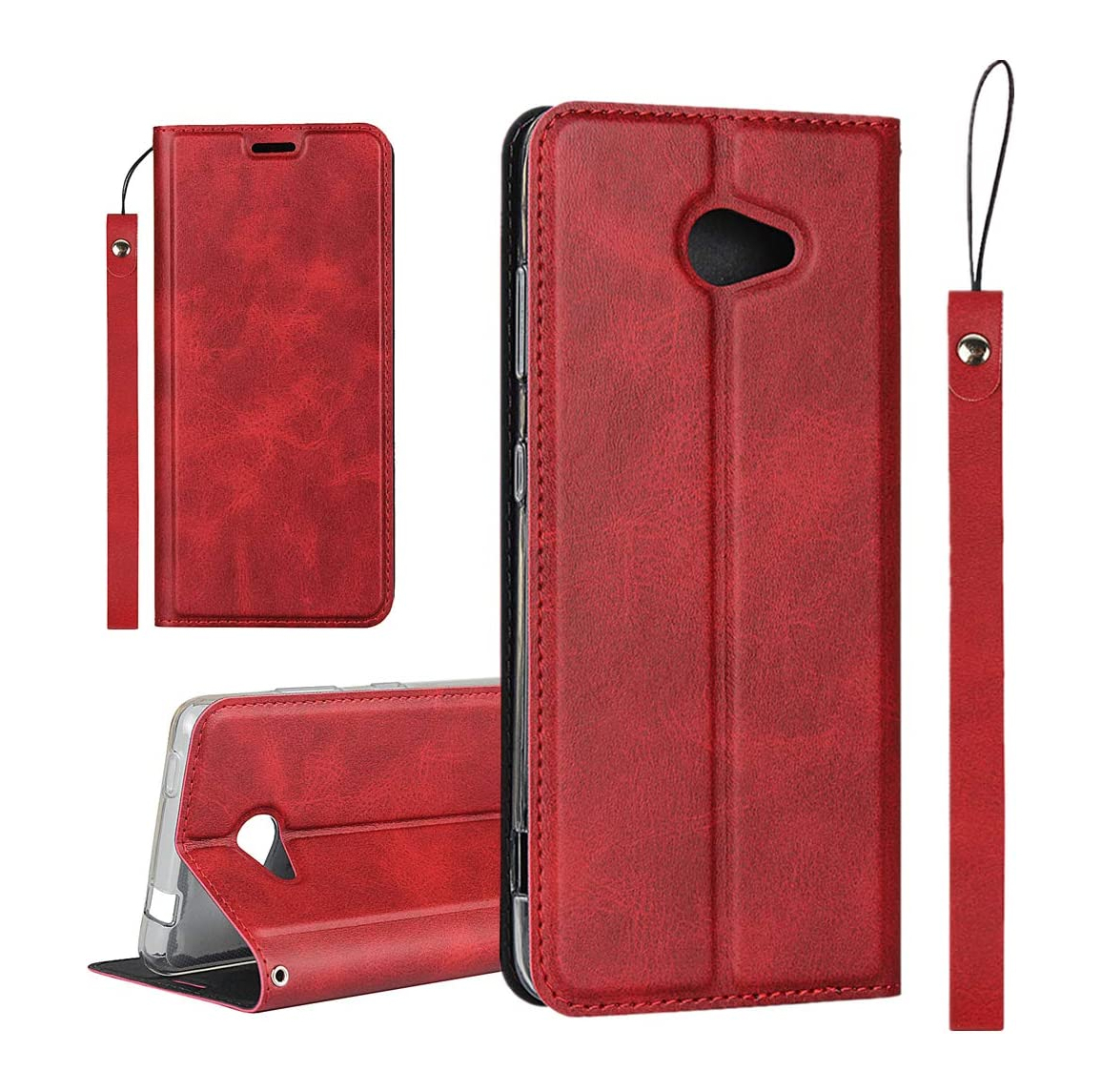 BASIO4 KYV47 ケース かんたんスマホ 手帳型 KYV47, A201KC, A001KC 内蔵マグネット スタンド機能 軽量 レッド ay323拍卖