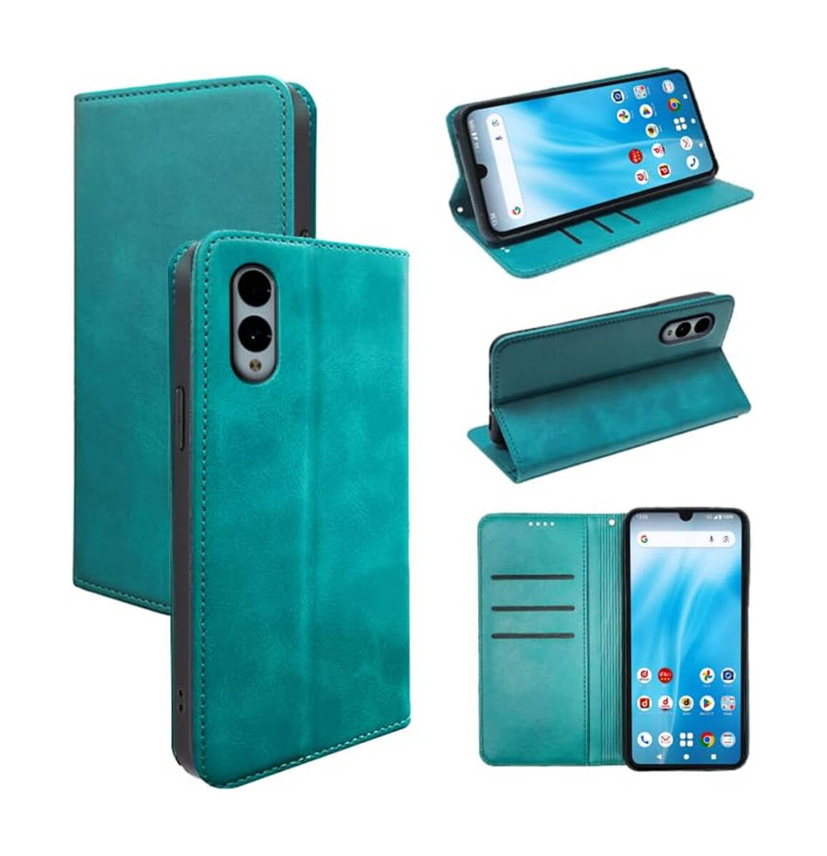 arrows We2 F-52E 用 ケース 手帳型 PUレザー カード収納 財布型 耐衝撃 ケース マグネット スタンド機能付き グリーン ay366拍卖