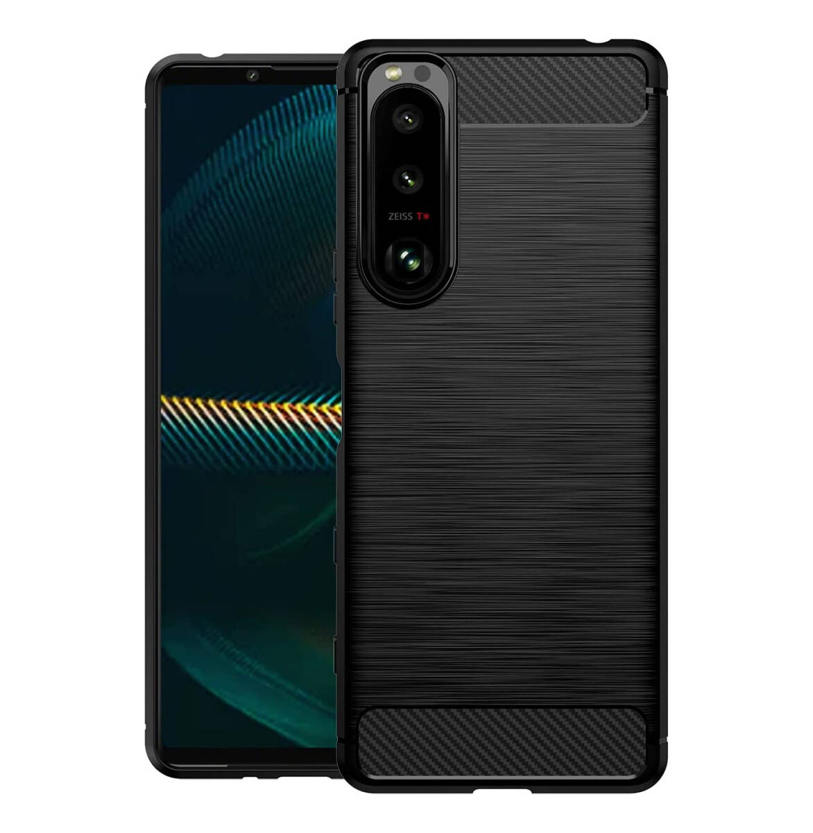 Xperia 5 III ケース SO-53B カバー SOG05 衝撃吸収 カーボン 指紋防止 シンプル ソフト 滑り止め ブラック ay384拍卖