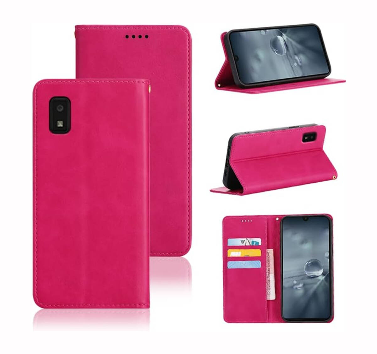 AQUOS wish SHG06 / SH-M20 / A104SH / wish2 SH-51C ケース 手帳型 PUレザー TPU スタンド機能 マグネット ローズレッド ay213拍卖