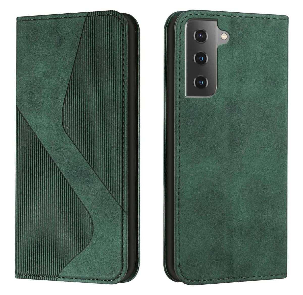 Galaxy S22 ケース 手帳型 (SC-51C SCG13) スタンド機能 カードポケット収納 耐衝撃 フェイクレザー グリーン ay647拍卖