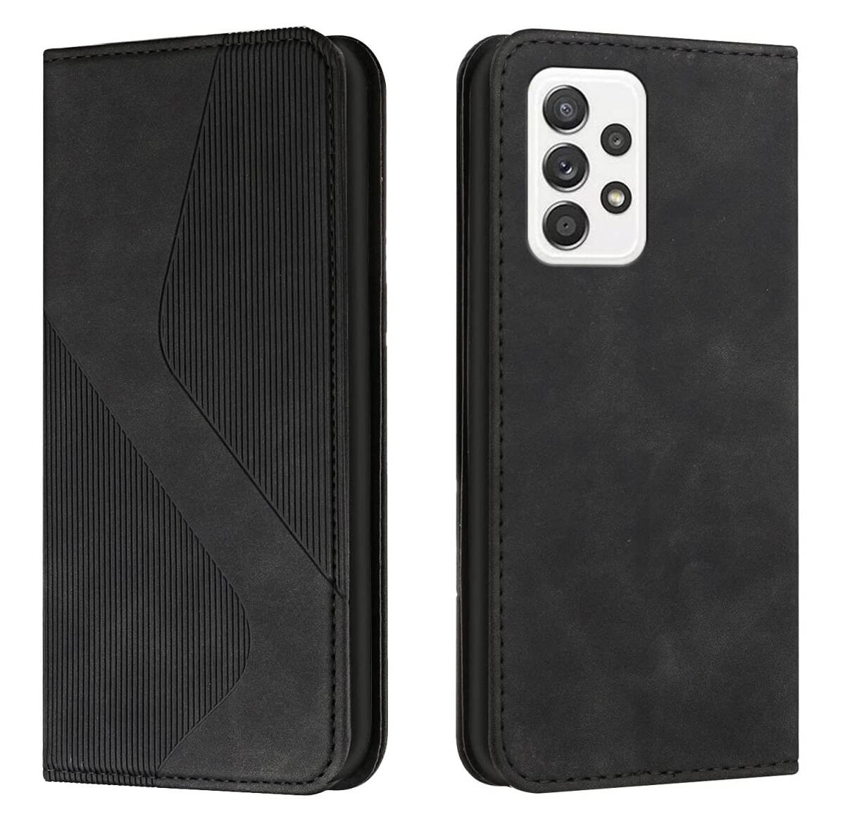 Galaxy A53 5Gケース 手帳型(SC-53C/SCG15) スタンド機能 カードポケット収納 耐衝撃 フェイクレザー ブラック ay657拍卖